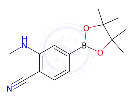 Chemical structure of Benzonitrile, 2-(methylamino)-4-(4,4,5,5-tetramethyl-1,3,2-dioxaborolan-2-yl)-
