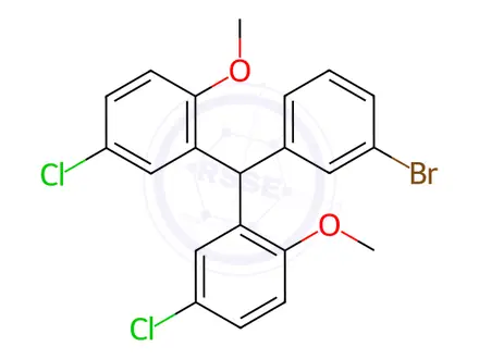 Chemical structure of 2-((3-Bromophenyl)(5-chloro-2-methoxyphenyl) methyl)-4-chloro-1-methoxybenzene