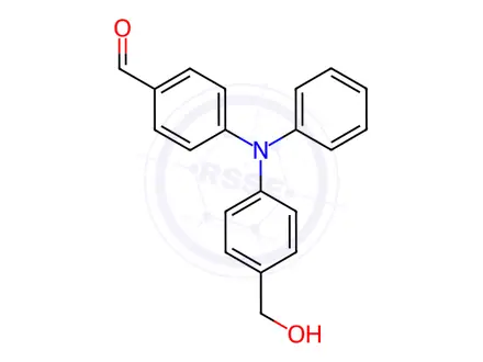 Chemical structure of Benzaldehyde, 4-[[4-(hydroxymethyl)phenyl]phenylamino]-