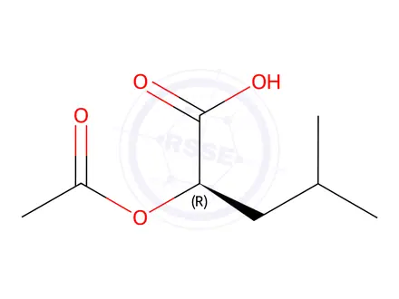 Chemical structure of Pentanoic acid, 2-(acetyloxy)-4-methyl-, (R)-