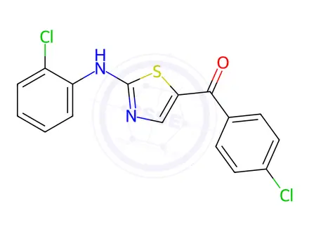 Chemical structure of (4-Chlorophenyl)(2-((2-chlorophenyl)amino)thiazol-5-yl)methanone
