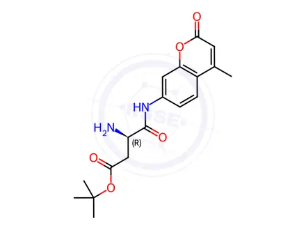 Chemical structure of Butanoic acid, 3-amino-4-[(4-methyl-2-oxo-2H-1-benzopyran-7-yl)amino]-4-oxo-, 1,1-dimethylethyl ester, (3R)-