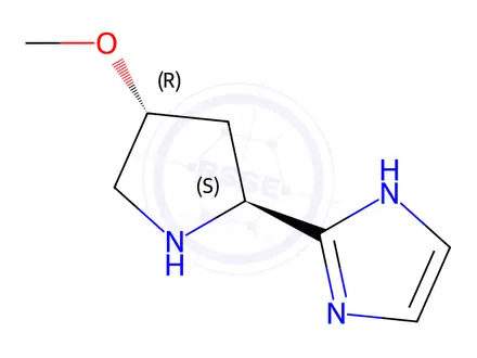 Chemical structure of 2-[(2S,4R)-4-methoxypyrrolidin-2-yl]-1H-imidazole dihydrochloride