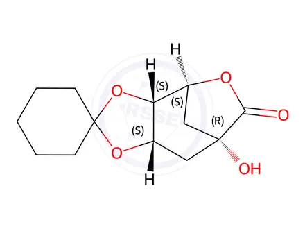 Chemical structure of (-)-4,5-O-CYCLOHEXYLIDENEQUINIC ACID LACTONE