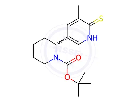 Chemical structure of tert-Butyl 2-(6-mercapto-5-methylpyridin-3-yl)piperidine-1-carboxylate