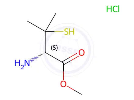 Chemical structure of Methyl (S)-2-amino-3-mercapto-3-methylbutanoate hydrochloride