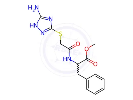 Chemical structure of Methyl (2-((3-amino-1H-1,2,4-triazol-5-yl)thio)acetyl)-L-phenylalaninate