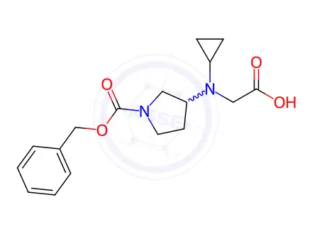 Chemical structure of 2-((1-((Benzyloxy)carbonyl)pyrrolidin-3-yl)(cyclopropyl)amino)acetic acid