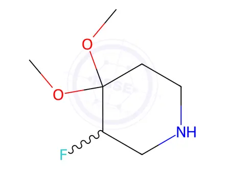 Chemical structure of Piperidine, 3-fluoro-4,4-dimethoxy-(9CI)