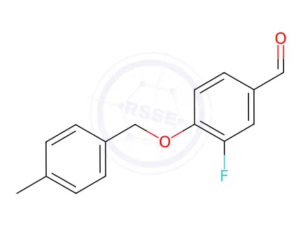 Chemical structure of Benzaldehyde, 3-fluoro-4-[(4-methylphenyl)methoxy]-