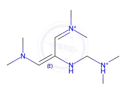 Chemical structure of Methanaminium, 1-[[2-(dimethylamino)-1-[(dimethyliminio)methyl]ethenyl]amino]-N,N-dimethyl-, hexafluorophosphate(1-) (1:2)