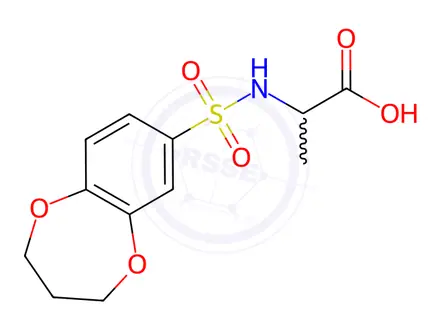 Chemical structure of 2-(3,4-Dihydro-2h-1,5-benzodioxepine-7-sulfonamido)propanoic acid