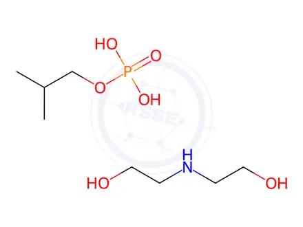 Chemical structure of Phosphoric acid, 2-methylpropyl ester, compd. with 2,2'-iminobis[ethanol]