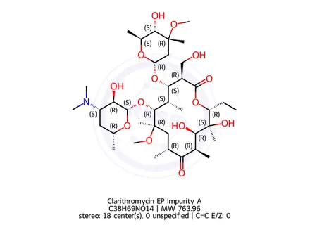 Chemical structure of Clarithromycin Impurity 23 (14-Hydroxy Clarithromycin)