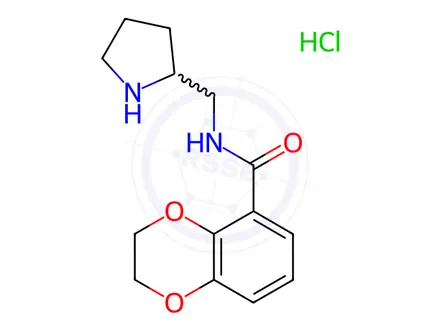 Chemical structure of 2,3-Dihydro-benzo[1,4]dioxine-5-carboxylic acid (pyrrolidin-2-ylMethyl)-aMide hydrochloride