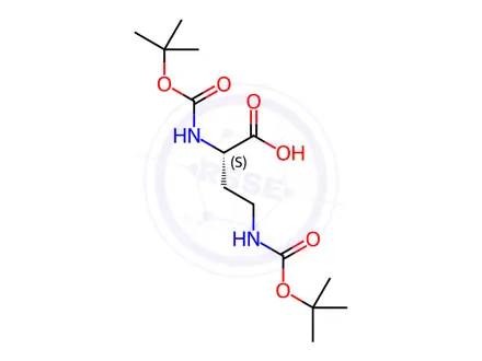 Chemical structure of (S)-2,4-bis((tert-butoxycarbonyl)amino)butanoic acid