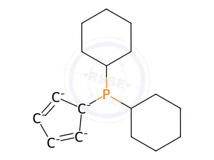 Chemical structure of 1-Bromo-1'-dicyclohexylphosphinoferrocene, 97%