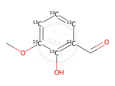 Chemical structure of 2-Vanillin-13C6,d3