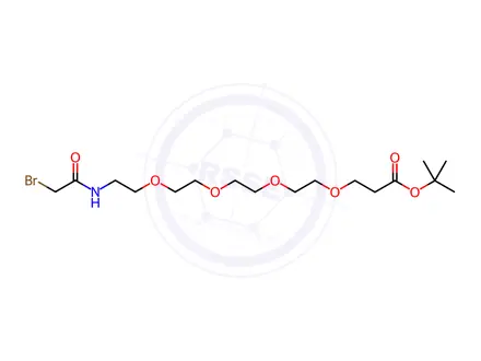 Chemical structure of tert-butyl 1-bromo-2-oxo-6,9,12,15-tetraoxa-3-azaoctadecan-18-oate