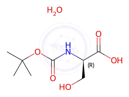 Chemical structure of (R)-2-((tert-Butoxycarbonyl)amino)-3-hydroxypropanoic acid hydrate