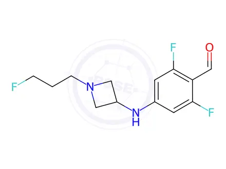 Chemical structure of Benzaldehyde, 2,6-difluoro-4-[[1-(3-fluoropropyl)-3-azetidinyl]amino]-