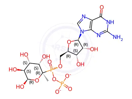 Chemical structure of guanosine 5'-diphospho-alpha-L-fucose sodium salt