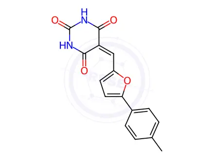 Chemical structure of 5-((5-(p-tolyl)furan-2-yl)methylene)pyrimidine-2,4,6(1H,3H,5H)-trione