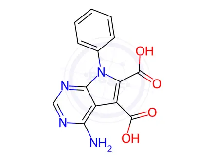 Chemical structure of 4-Amino-7-phenyl-7H-pyrrolo[2,3-d]pyrimidine-5,6-dicarboxylic acid