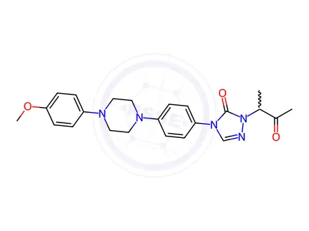 Chemical structure of Itraconazole 3-oxo-butyl-4-methoxy phenyl intermediate