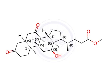 Chemical structure of 3,7-diketo,12-hydroxy methyl ester of Cholic Acid