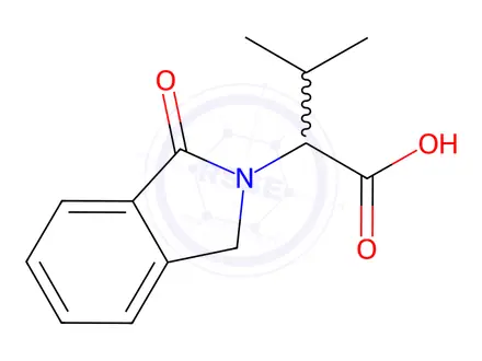 Chemical structure of 3-methyl-2-(1-oxoisoindolin-2-yl)butanoic acid