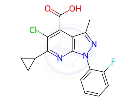 Chemical structure of 5-Chloro-6-cyclopropyl-1-(2-fluorophenyl)-3-methyl-1h-pyrazolo[3,4-b]pyridine-4-carboxylic acid
