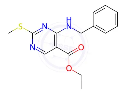 Chemical structure of Ethyl 4-(benzylamino)-2-(methylthio)pyrimidine-5-carboxylate