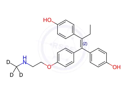 Chemical structure of (E/Z)-4,4'-Dihydroxy-N-desmethyl Tamoxifen-d3