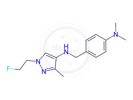 Chemical structure of N-[4-(dimethylamino)benzyl]-1-(2-fluoroethyl)-3-methyl-1H-pyrazol-4-amine