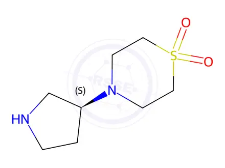Chemical structure of Thiomorpholine, 4-(3S)-3-pyrrolidinyl-, 1,1-dioxide, dihcl