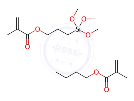 Chemical structure of 2-Propenoic acid, 2-methyl-, butyl ester, polymer with 3-(trimethoxysilyl)propyl 2-methyl-2-propenoate