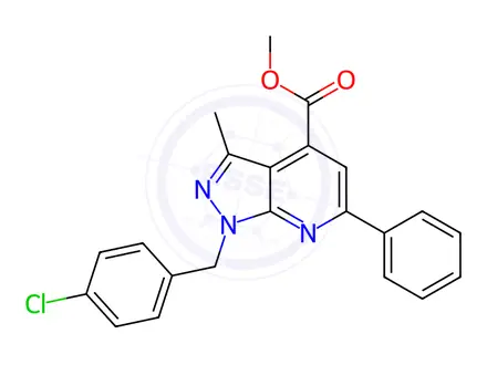 Chemical structure of Methyl 1-(4-chlorobenzyl)-3-methyl-6-phenyl-1H-pyrazolo[3,4-b]pyridine-4-carboxylate