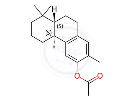 Chemical structure of Acetic acid 13-methylpodocarpa-8,11,13-trien-12-yl ester