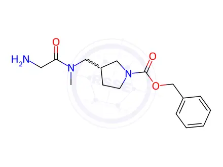 Chemical structure of Benzyl 3-((2-amino-N-methylacetamido)methyl)pyrrolidine-1-carboxylate