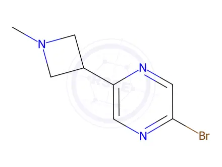 Chemical structure of Pyrazine, 2-bromo-5-(1-methyl-3-azetidinyl)-