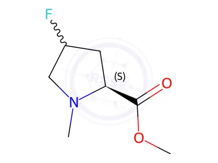 Chemical structure of Proline, 4-fluoro-1-methyl-, methyl ester, L-(8CI)