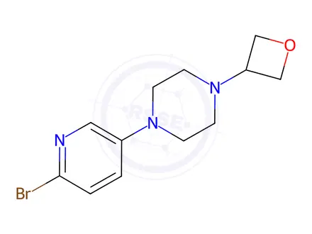 Chemical structure of Piperazine, 1-(6-bromo-3-pyridinyl)-4-(3-oxetanyl)-