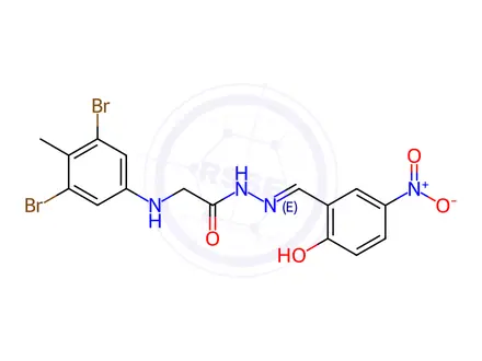 Chemical structure of Glycine, N-(3,5-dibroMo-4-Methylphenyl)-, 2-[(2-hydroxy-5-nitrophenyl)Methylene]hydrazide