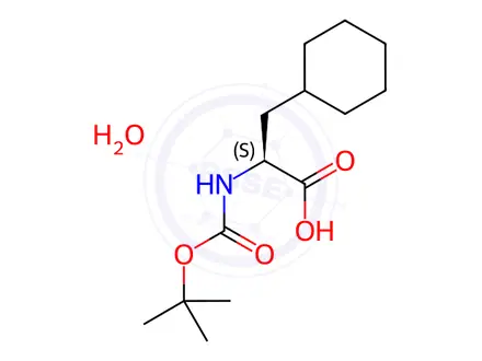 Chemical structure of (S)-2-((tert-Butoxycarbonyl)amino)-3-cyclohexylpropanoic acid hydrate