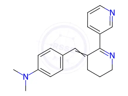 Chemical structure of 4-[(5,6-DIHYDRO[2,3'-BIPYRIDIN]-3(4H)-YLIDENE)METHYL]-N,N-DIMETHYLBENZENAMINE DIHYDROCHLORIDE
