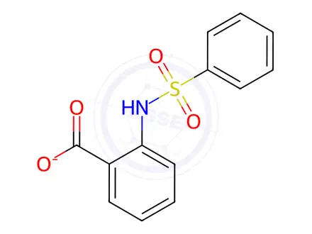 Chemical structure of hydroxo(2-(benzenesulfonamido)benzoato)zinc(II)