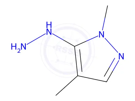 Chemical structure of 5-hydrazino-1,4-dimethyl-1H-pyrazole