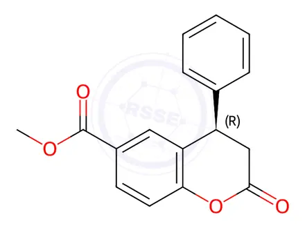 Chemical structure of (4R)-6-Methoxycarbonyl-4-phenyl-3,4-dihydrocoumarin