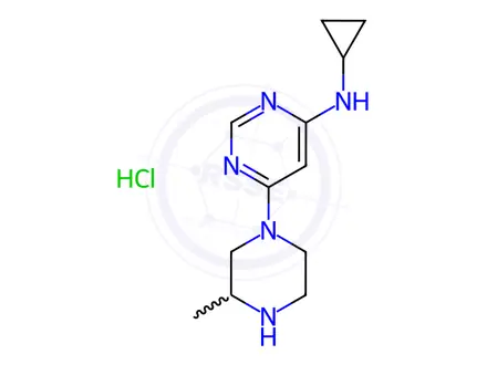 Chemical structure of Cyclopropyl-[6-(3-Methyl-piperazin-1-yl)-pyriMidin-4-yl]-aMine hydrochloride